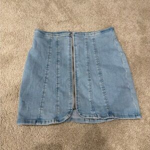 We The Free Light Blue Denim Mini Skirt
